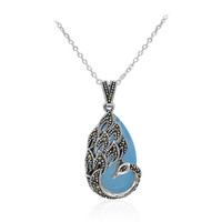 Aqua Chalcedony Silver Necklace