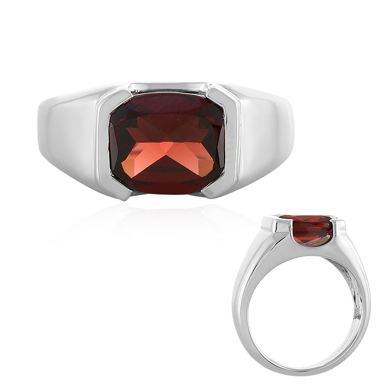 Silver Tungsten Ring, Garnet Red Gemstone Inlay - 6MM – Redwood Rings