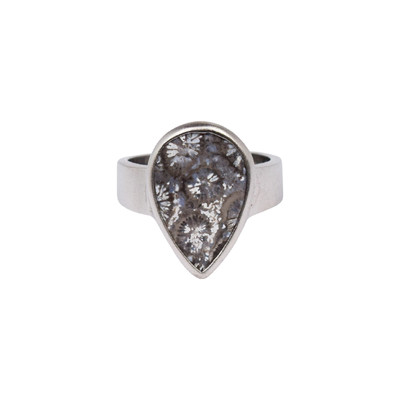 Petrified Coral Silver Ring