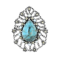 Turquoise Silver Brooch