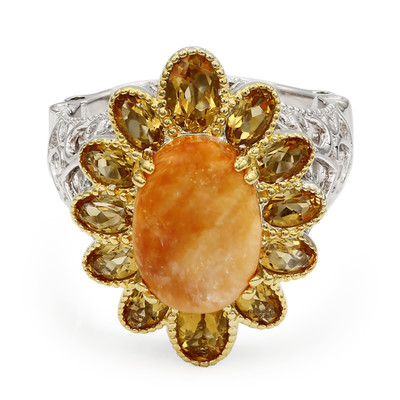 Orange Spiny Oyster Shell Silver Ring (Dallas Prince Designs)