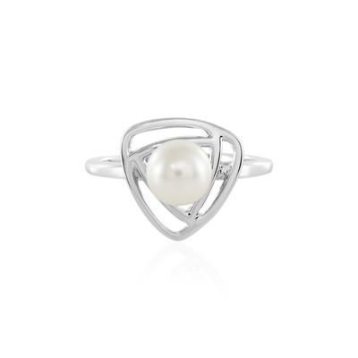White Freshwater Pearl Silver Ring