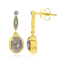 9K Silver Star Sapphire Gold Earrings