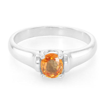 Orange Sapphire Silver Ring
