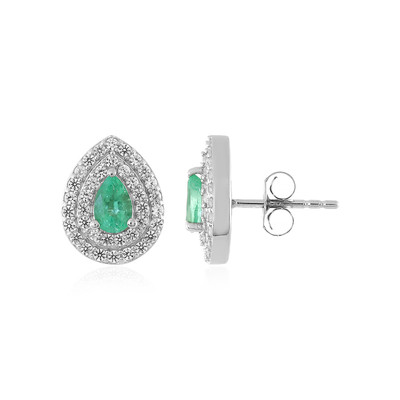 Russian Emerald Silver Earrings