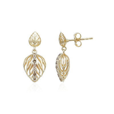 9K Diamond champagne I1 Gold Earrings (Ornaments by de Melo)