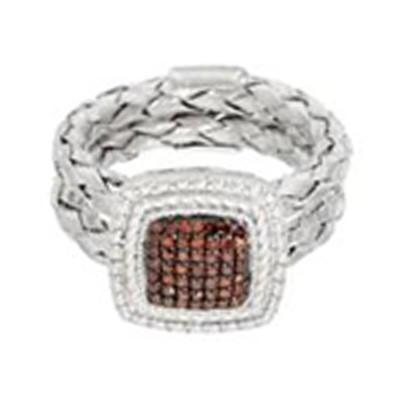 Red Diamond Silver Ring