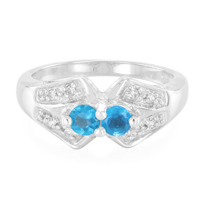 Neon Blue Apatite Silver Ring
