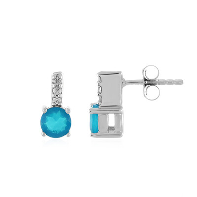 Blue Ethiopian Opal Silver Earrings