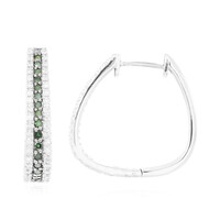 Green Diamond Silver Earrings
