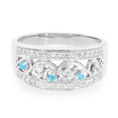 Neon Blue Apatite Silver Ring