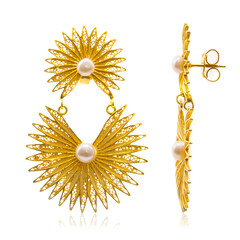 White Freshwater Pearl Silver Earrings (Joias do Paraíso)