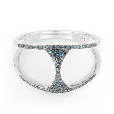 Blue Diamond Silver Ring