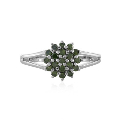 I3 Green Diamond Silver Ring