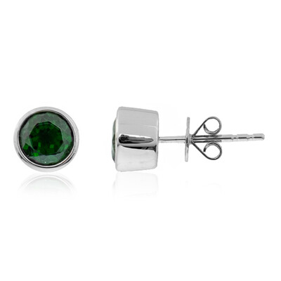 Russian Diopside Platinum Earrings