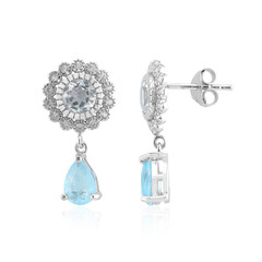 Blue Pastel Quartz Silver Earrings
