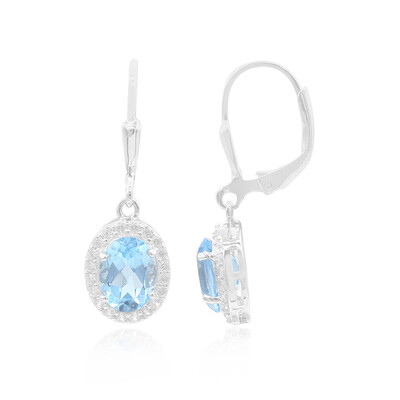 Swiss Blue Topaz Silver Earrings