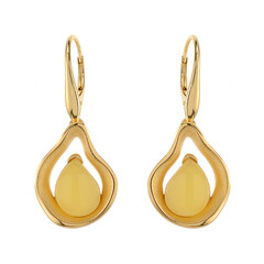 Milky Baltic Amber Silver Earrings