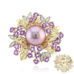 Purple Ming Pearl Silver Brooch (TPC)