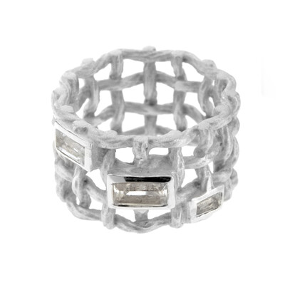 White Quartz Silver Ring