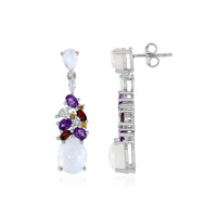 Rainbow Moonstone Silver Earrings