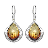 Sunrise Baltic Amber Silver Earrings