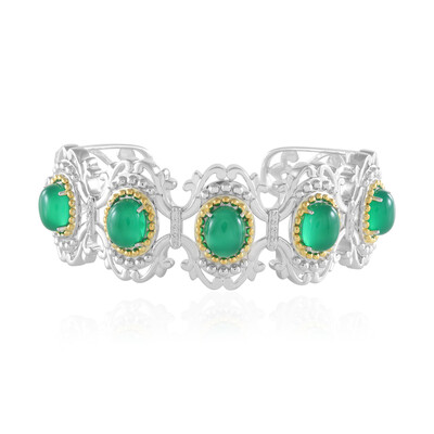 Green Agate Silver Bangle (Dallas Prince Designs)