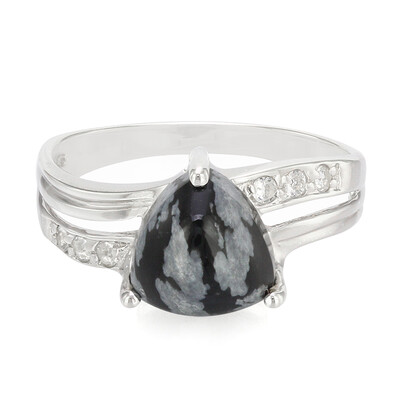 Snowflake Obsidian Silver Ring