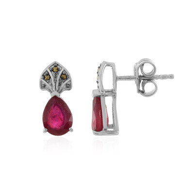 Madagascar Ruby Silver Earrings