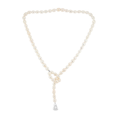 White Freshwater Pearl Silver Necklace (TPC)