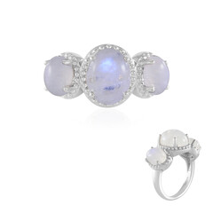 Rainbow Moonstone Silver Ring