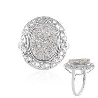Silver Glitter Agate Silver Ring