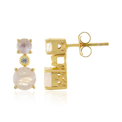 Rainbow Moonstone Silver Earrings