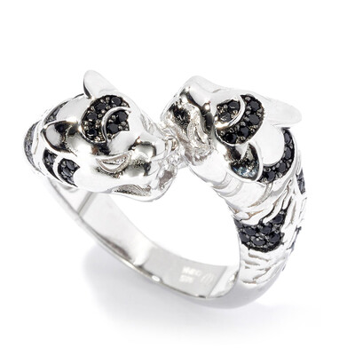 Black Spinel Silver Ring