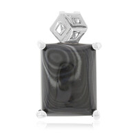 Psilomelane Silver Pendant