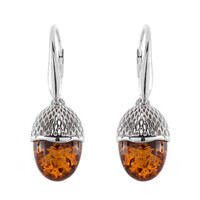 Cognac Baltic Amber Silver Earrings