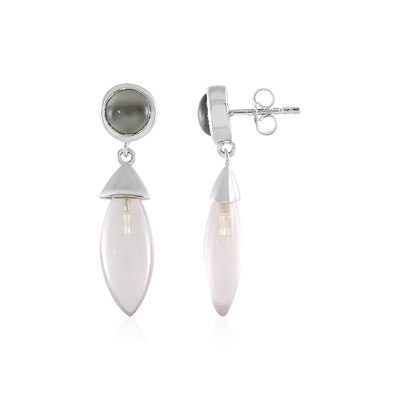 Rose Quartz Silver Earrings
