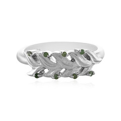 I2 Green Diamond Silver Ring