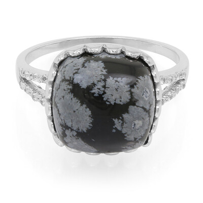 Snowflake Obsidian Silver Ring