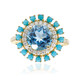 14K Swiss Blue Topaz Gold Ring (CIRARI)