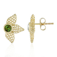 9K Brazilian Green Tourmaline Gold Earrings (Ornaments by de Melo)