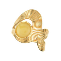 Milky Baltic Amber Silver Ring