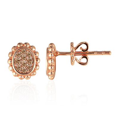 9K SI1 Argyle Rose De France Diamond Gold Earrings (Annette)