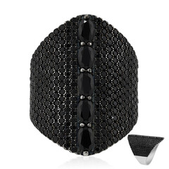 Black Spinel Silver Ring