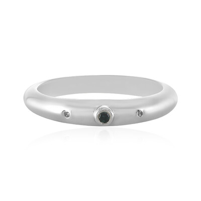 I2 Blue Diamond Silver Ring