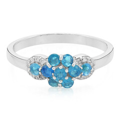 Neon Blue Apatite Silver Ring