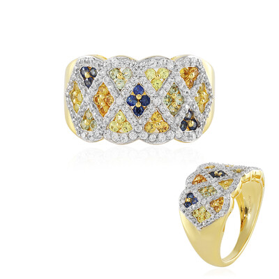 Orange Sapphire Silver Ring