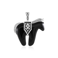 Black Agate Silver Pendant (Desert Chic)