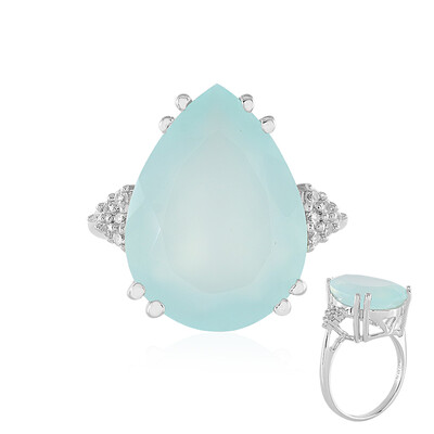 Aqua Chalcedony Silver Ring