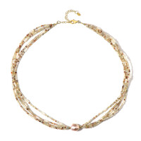 Peach Freshwater Pearl Silver Necklace (Riya)